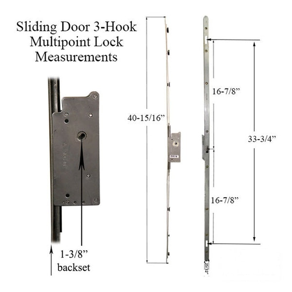 Sentinel 3-Hook 35mm Narrow Stile Multipoint Sliding Door Lock