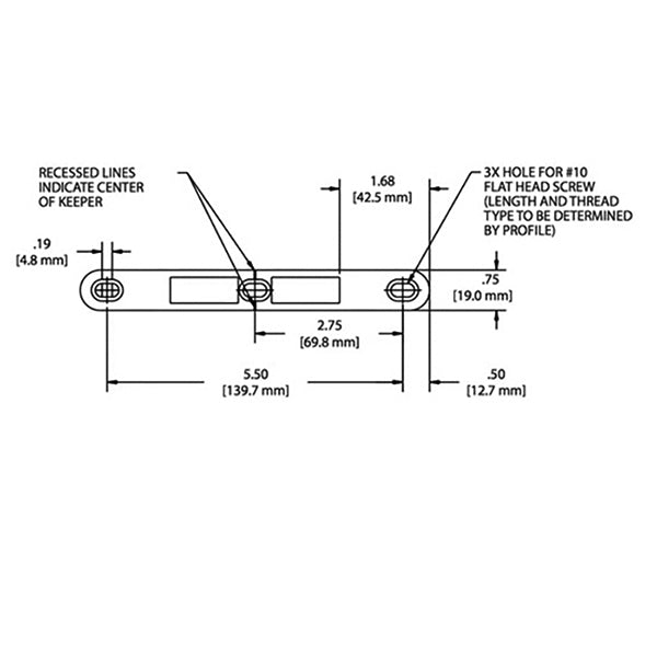 Nexus Flat Strike Plate Keeper, 3/4" x 6-1/2" Stainless Steel
