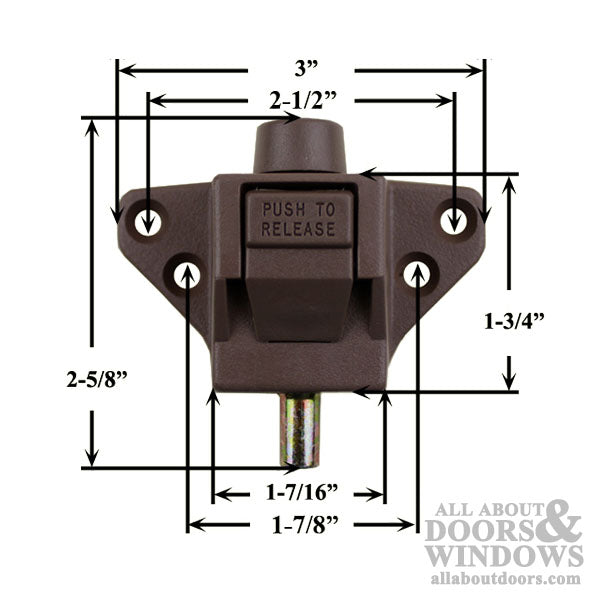 Auxiliary Foot Bolt, Truth® Triangular Patio Door, .56" Short - Choose Color