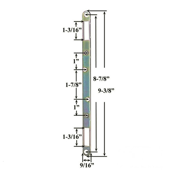Trimplate Short Face Plate 9/16" x 9-3/8" Zinc Dichromate for Sliding Patio Doors