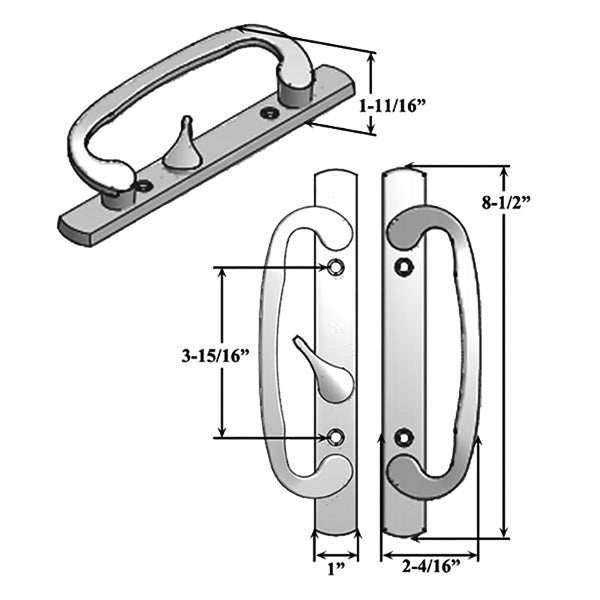 Legacy Glass Sliding Door Handle, Keyed with OFFSET Thumbturn, Weiser Keyway, Choose Color