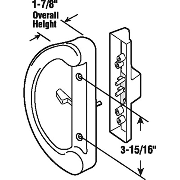 Heavy Duty Black Sliding Patio Door Handle Set, 3-15/16"