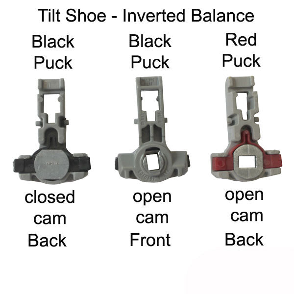 Tilt Shoe 1-1/4 X 17/32 White Puck Open Cam Inverted Hardware
