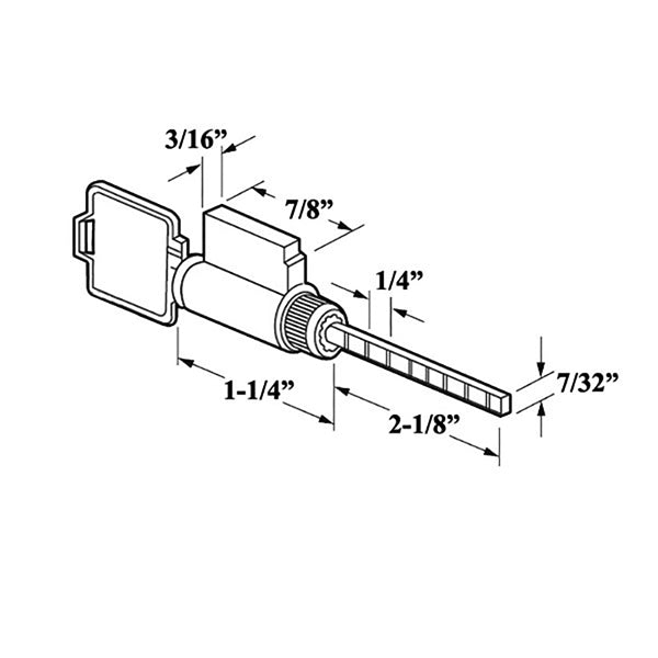 1-1/16" x 2-1/8" Keyed Different Sliding Door Lock Cylinder – Semi-Restricted Keyway
