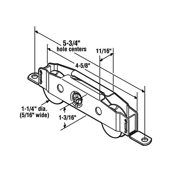Tandem 1-1/4" Nylon Wheel Sliding Glass Door Roller, Unique Housing