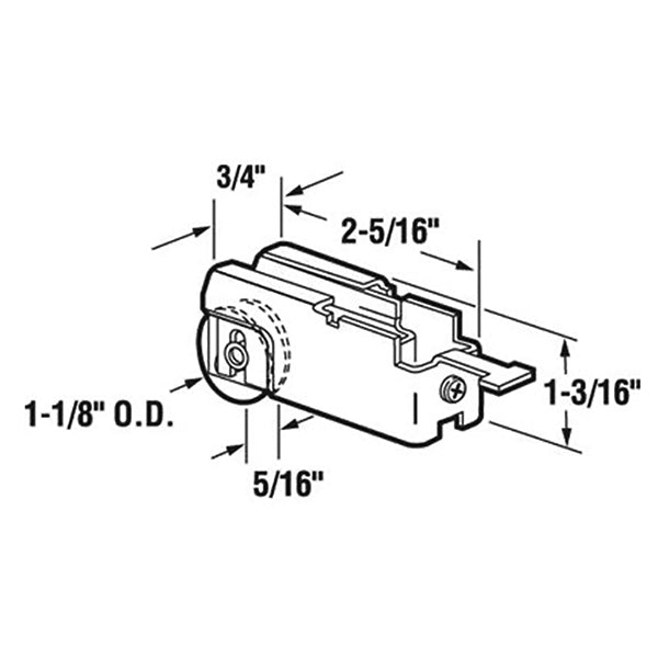 1-1/8" Steel Wheel Roller Assembly for Sliding Glass Doors