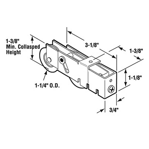 Tandem 1-1/4" Steel Wheel Roller Assembly for Sliding Doors