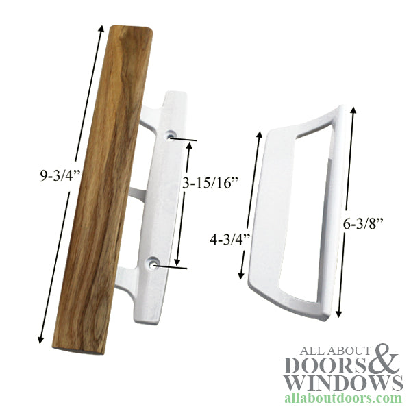 White Mortise Handle Set for Sliding Patio Doors, 3-15/16"