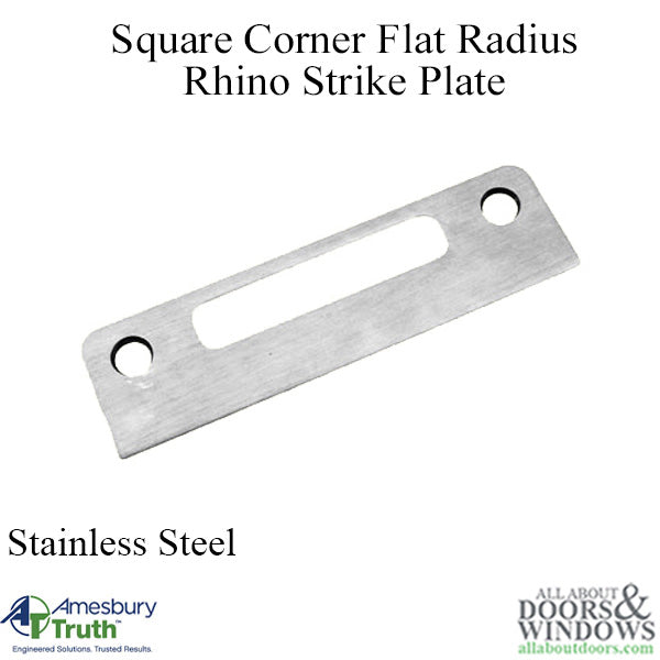 Square Corner Rhino Tongue Strike Plate – Stainless Steel, Radius/Square