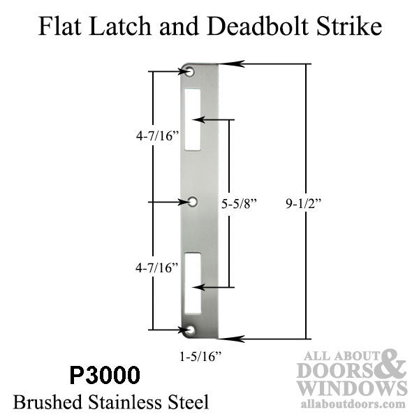 P3000 Active 1-3/4" Flat Strike Plate for Latch & Deadbolt