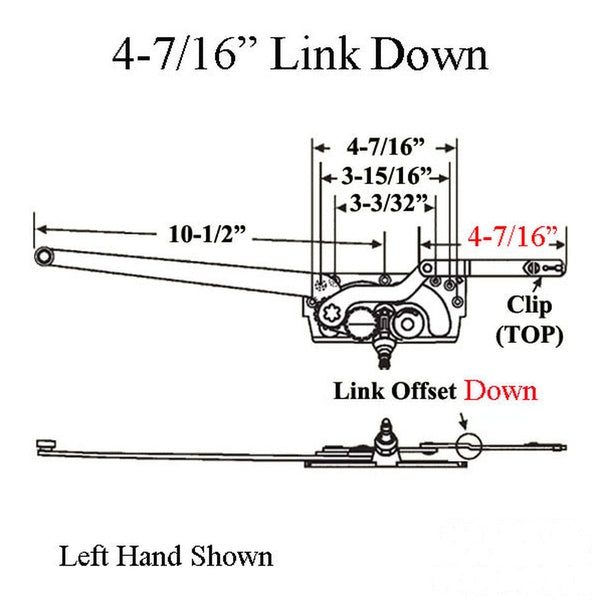 Left Hand Truth EntryGard Casement Operator 4-7/16" Offset Down Link 20810/20544