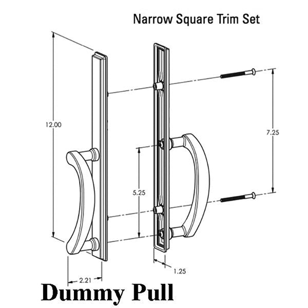 Expressions 1.25 x 12 Square Dummy Sliding Door Handle