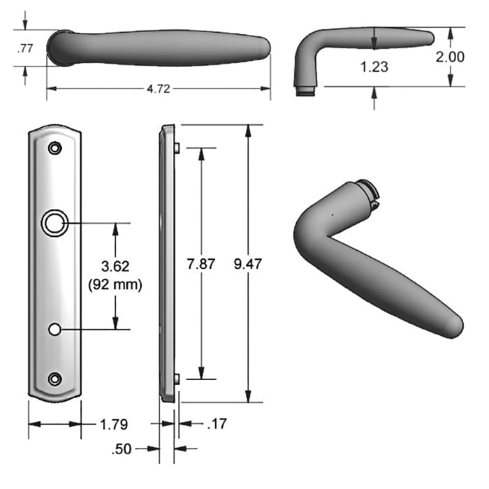Active Keyed Handle Set 800C - for Multipoint Locks - Solid Brass - Choose Finish