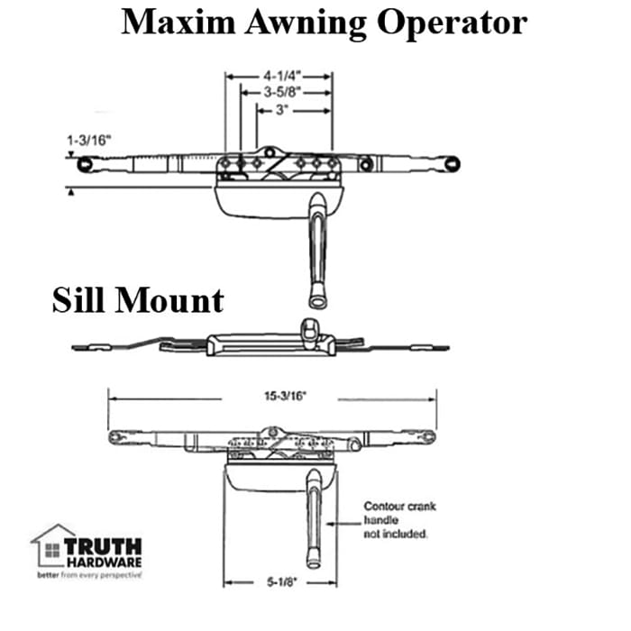 Truth Maxim Awning Window Operator, Sill Mount with Cover