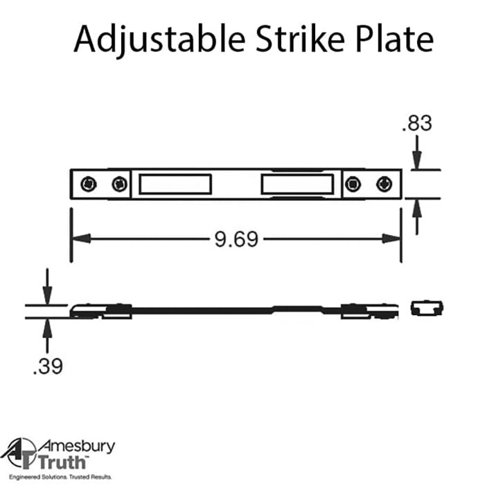 P2000® Adjustable Raised Strike Plate – Stainless Steel 0.83" x 9.69"