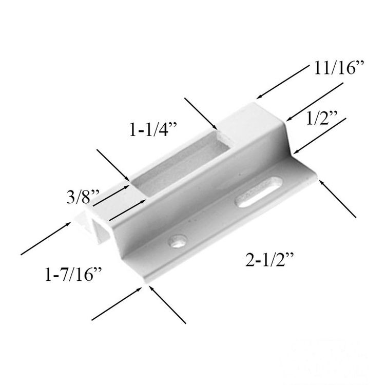 11/16" White Strike Keeper for Sliding Patio Door, Aluminum