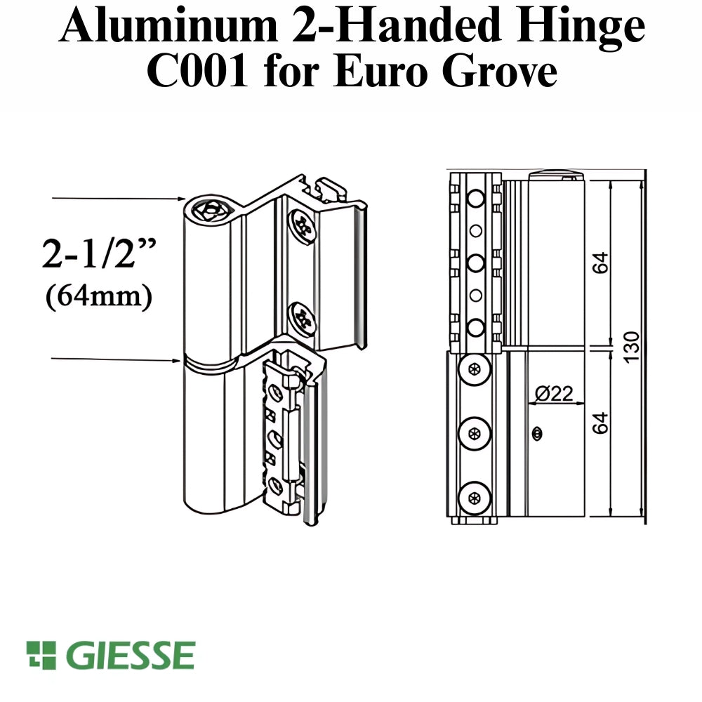 Giesse Euro Groove clamp hinge - C001 Profile