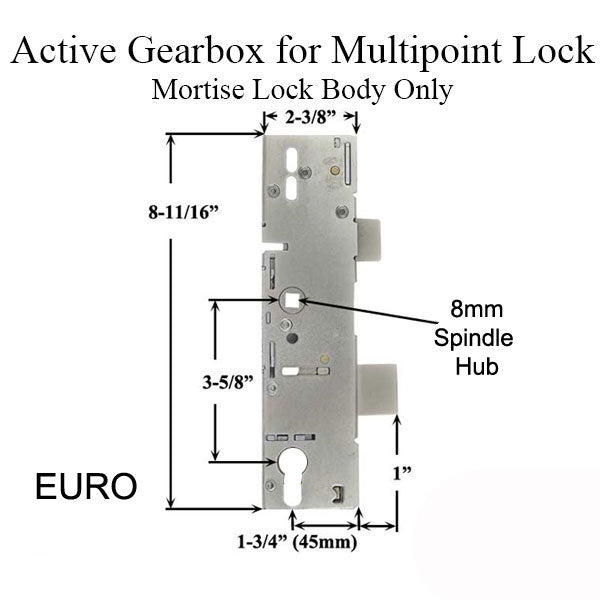 P1000 Active Gearbox 45/92 Mortise Lock Case Body Euro Ver Hardware