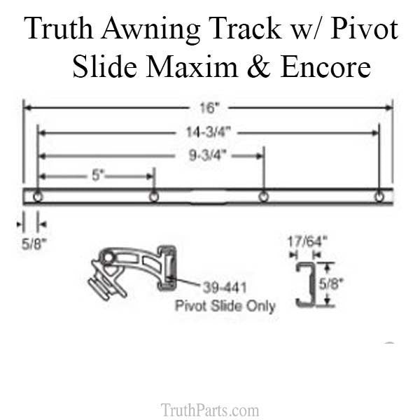 Truth 11577.92 Awning Track w/ Pivot Slide Maxim & Encore