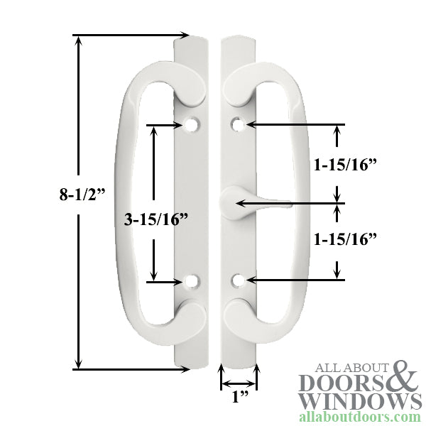 Legacy Sliding Glass Door Handle, CENTER Thumb Turn White