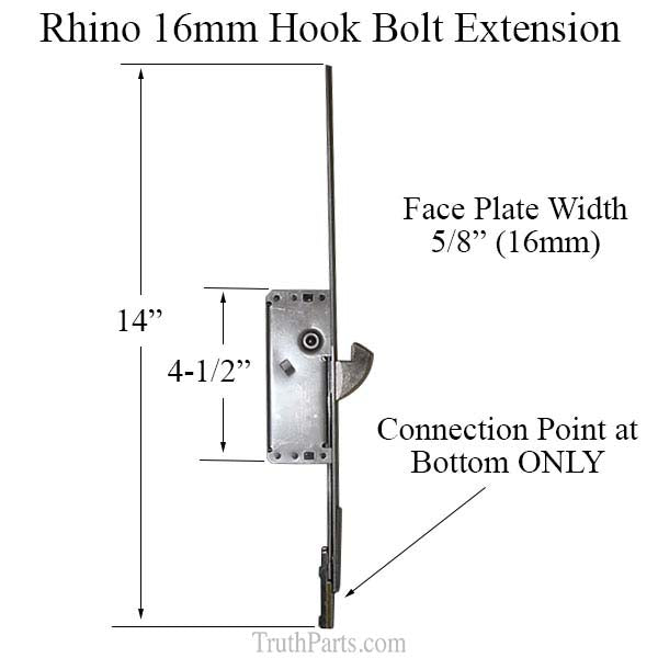 16mm P2000 Active Upper Rhino Hook (14 length), Adjustable