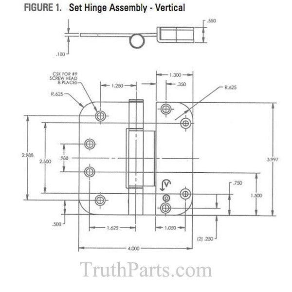 V400® Vertical Adjustable Set Hinge 2D - Choose Color