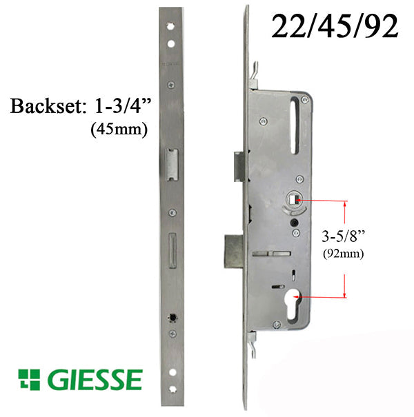 22Mm Giesse 45/92 Lock Mechanism With Deadbolt Hardware