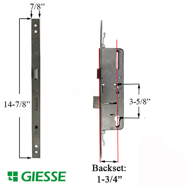 22Mm Giesse 45/92 Lock Mechanism With Deadbolt Hardware