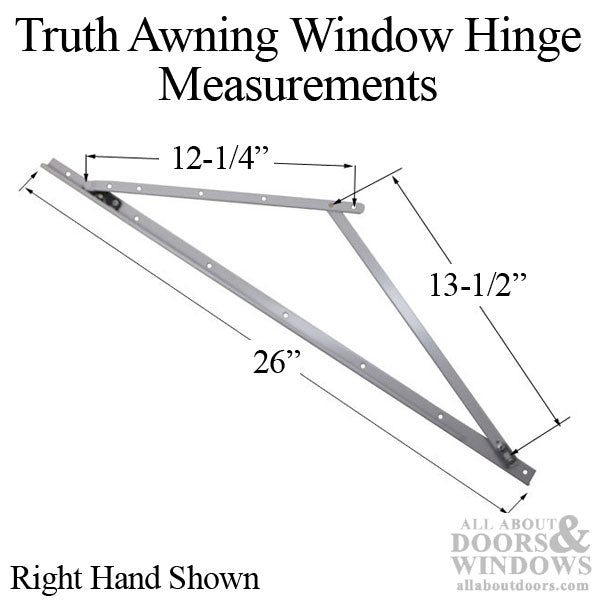 Right Hand Awning Window Hinge Assembly, 26" Track, E-Gard®