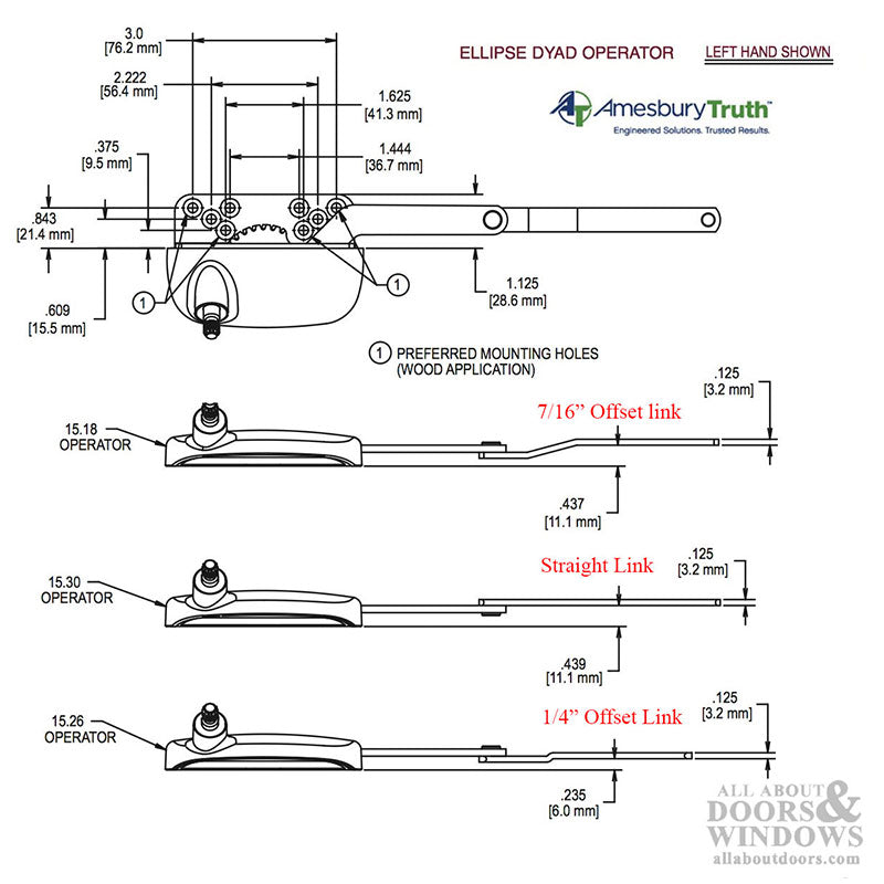 Truth® Ellipse split arm Dyad operator, 7/16Inch offset Link, Left Hand