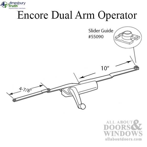Truth® 50.10 Encore Dual Arm Casement Operator with Stud, Right Hand