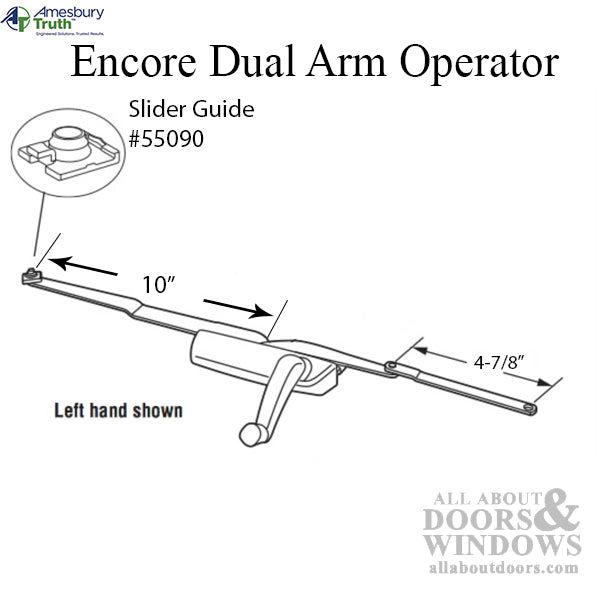 Truth® Encore Dual Arm Casement Operator with Stud, Left Hand