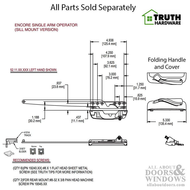 Right Hand Truth Sill Mounted Encore Casement Window Operator
