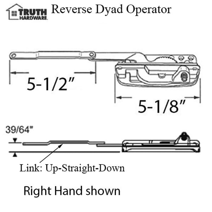 Right Hand Truth® Encore Sill Mounted Reverse Dyad Casement Operator