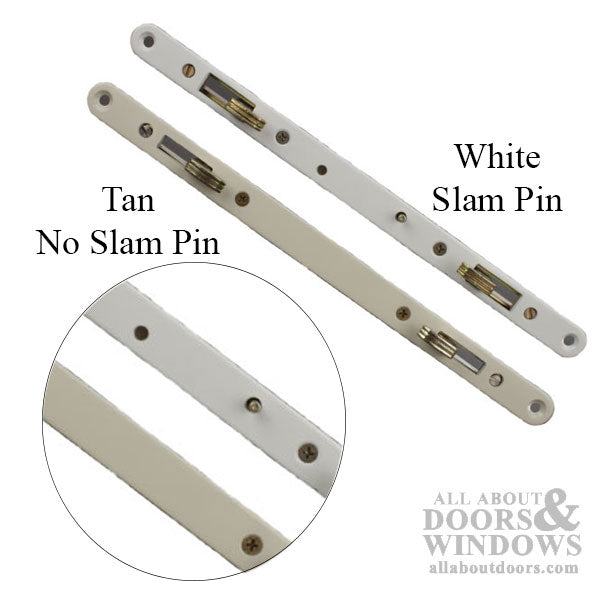 2-Hook Sliding Door Lock, 11-3/4" Faceplate, No Slam Pin, Beige