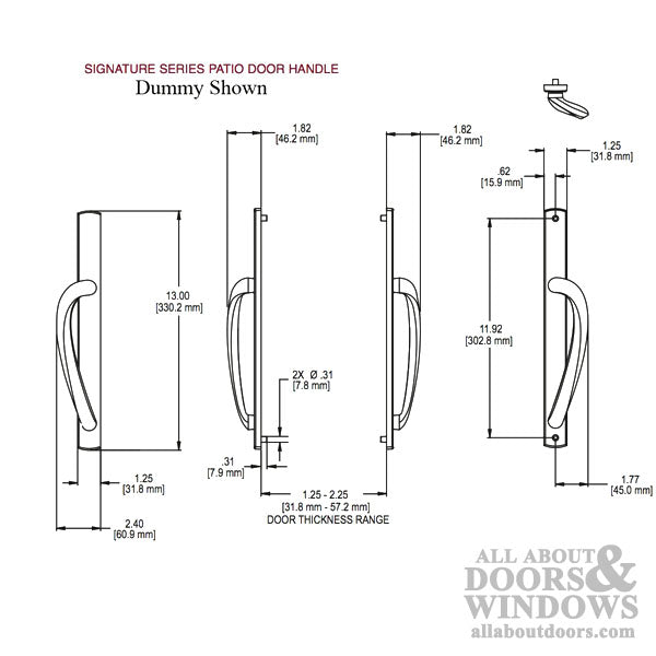 Truth Door Handle For Sliding Glass Door Curved Top Dummy Door Handlset