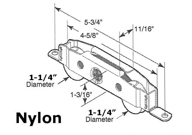 Tandem Roller 1-1/4 Nylon Wheel Sliding Glass Door Hardware