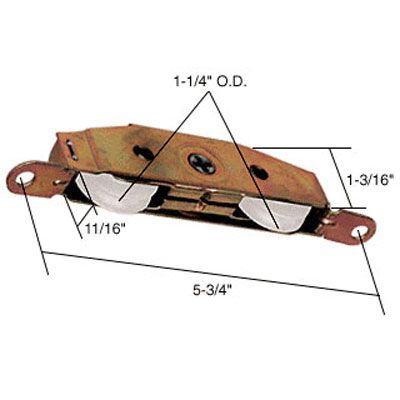 Tandem Roller 1-1/4 Nylon Wheel Sliding Glass Door Hardware
