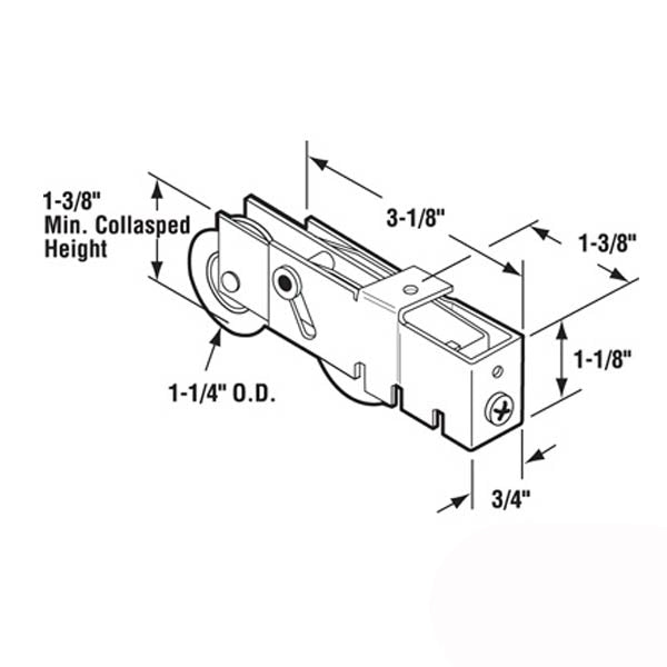 Tandem 1-1/4 Steel Wheel Roller Assembly Hardware