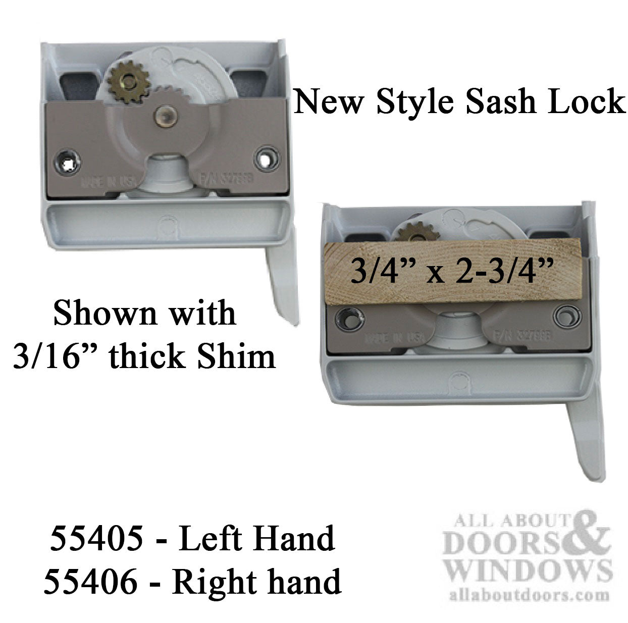 Casement Window Sash Lock, 4 Screw holes, 2-3/8 inch, Left Hand