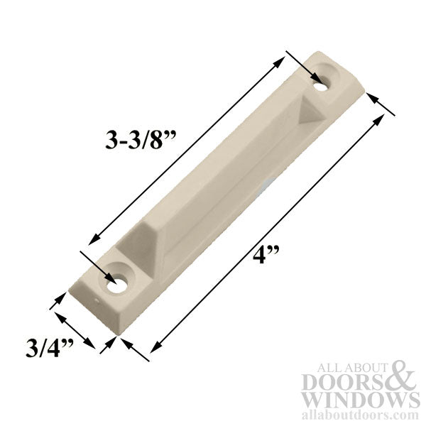 Beige Plastic Sash Lift, 3-3/8" Screw Holes for Vinyl Windows