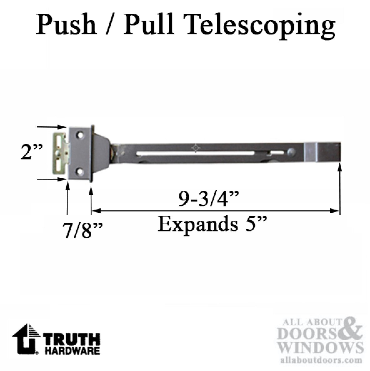 Truth® Push 10-1/2" Telescopic Awning Window Operator, Medium Bronze