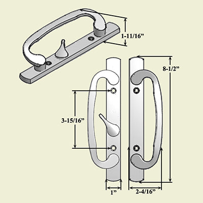 Legacy Glass Sliding Door Handle Offset Thumb Turn - Choose Color Hardware