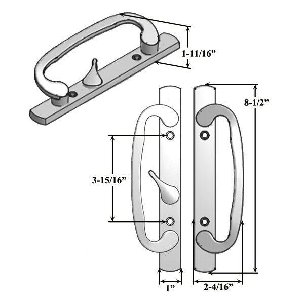 Legacy Glass Sliding Door Handle Set Keyed With Offset Thumbturn Schlage Keyway Choose Color
