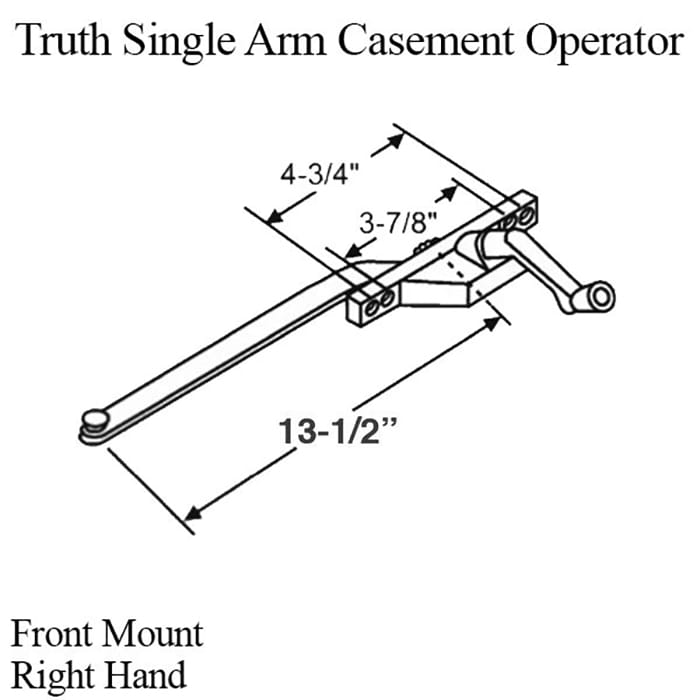Truth® Single Arm Casement Operator, Front Mount, Right Hand - Choose Color
