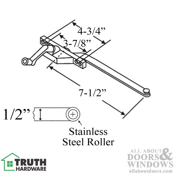 Truth® 7-1/2 Single Arm Casement Operator, Front Mount, Right Hand - Choose Color