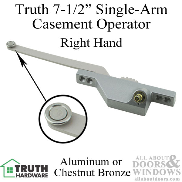 Truth® 7-1/2 Single Arm Casement Operator, Front Mount, Right Hand - Choose Color