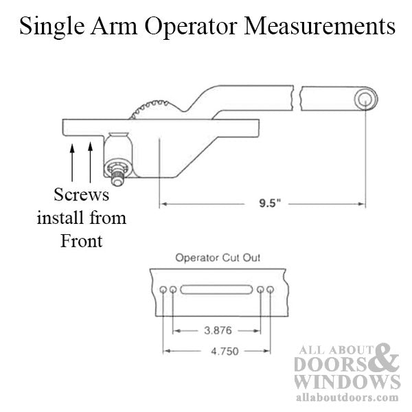 Truth Single Arm Casement Operator, Front Mount, Left Hand - Choose Color