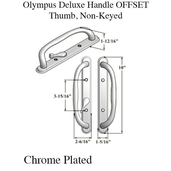 Olympus Handle Offset Thumb Sliding Glass Door - Colors Hardware
