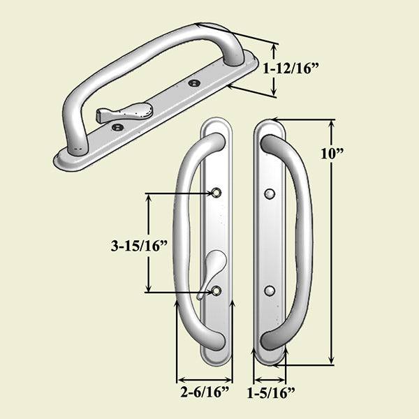 Olympus Keyed Handle Offset Thumb Sliding Glass Door - Weiser Keyway Hardware
